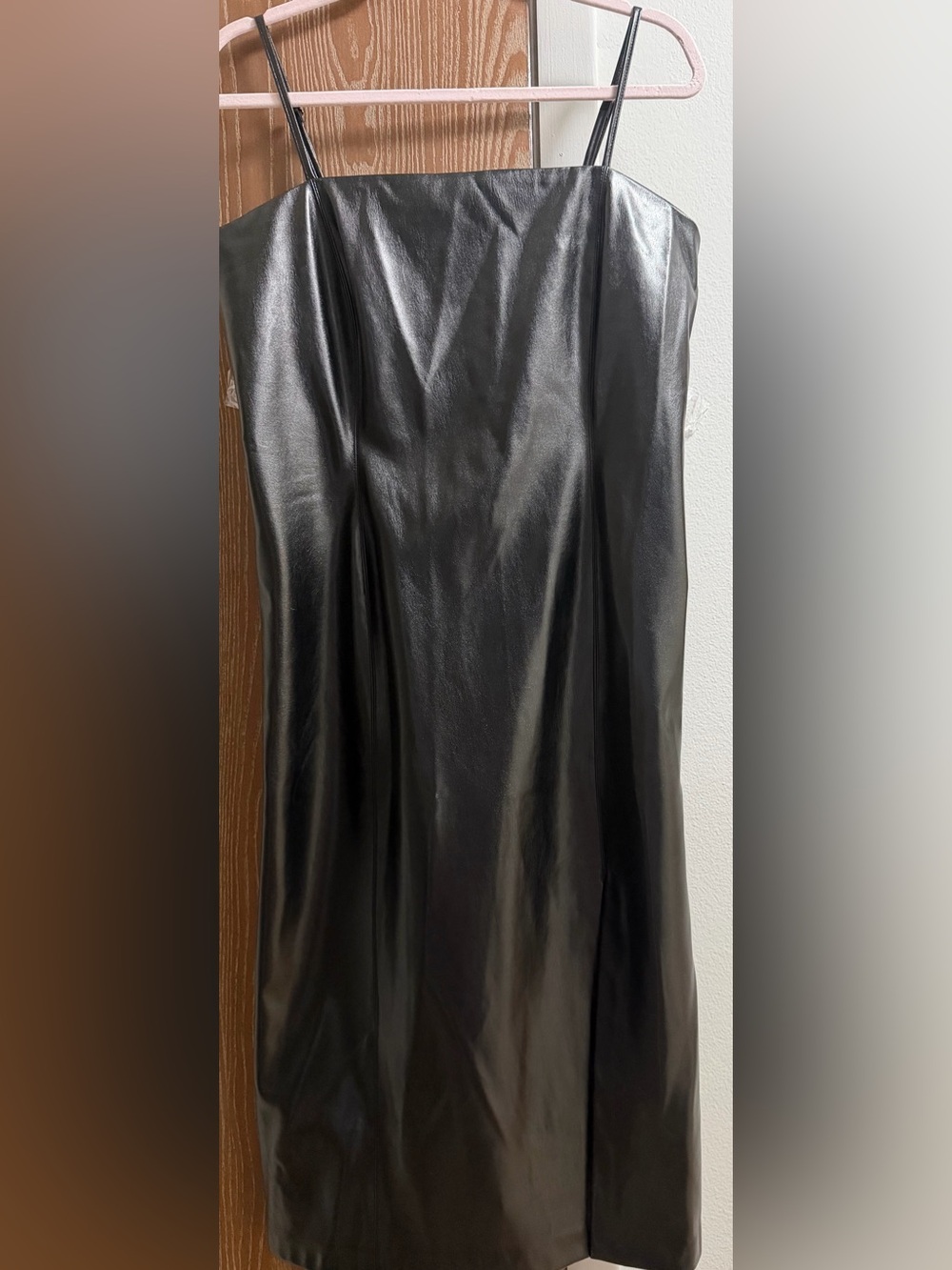 Steve Madden Black Faux Leather Slip Dress